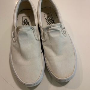 Women’s Size 7.5 - Classic Slip-On White Canvas. Mens 6